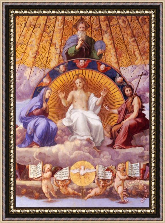 Raphael Disputation of The Holy Sacrament (la Disputa) Christ Glorified [detail 1] Framed Painting